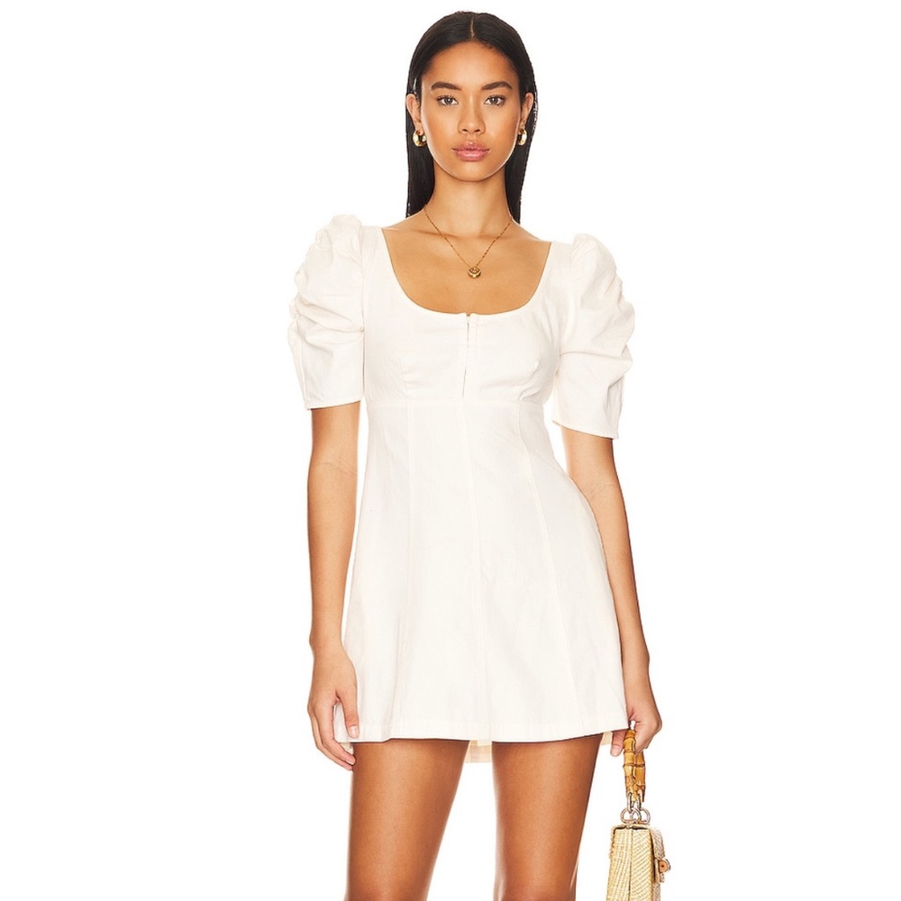 Free People ‘Cheyenne’ Denim Mini Dress in Ivory